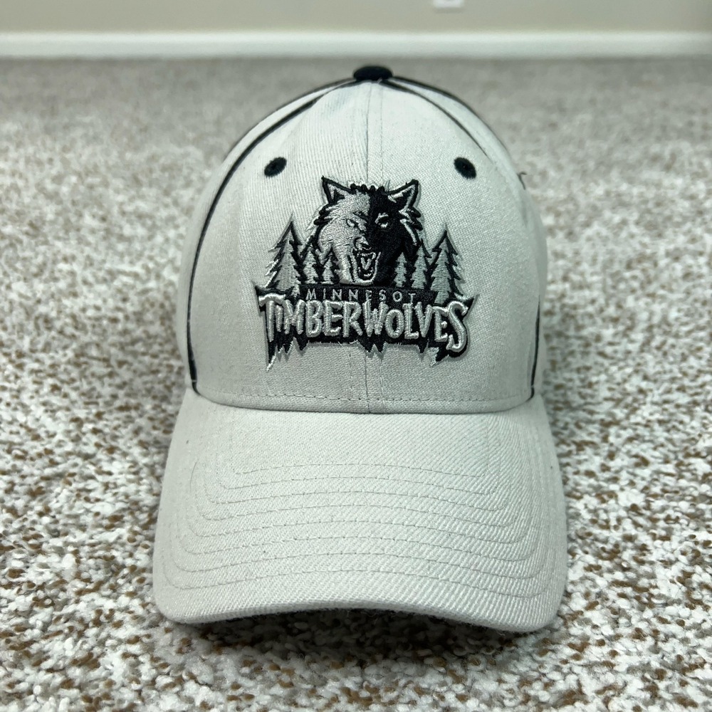 Minnesota Timberwolves Hat Cap Flex Mens One Size Gray Black NBA Basketball